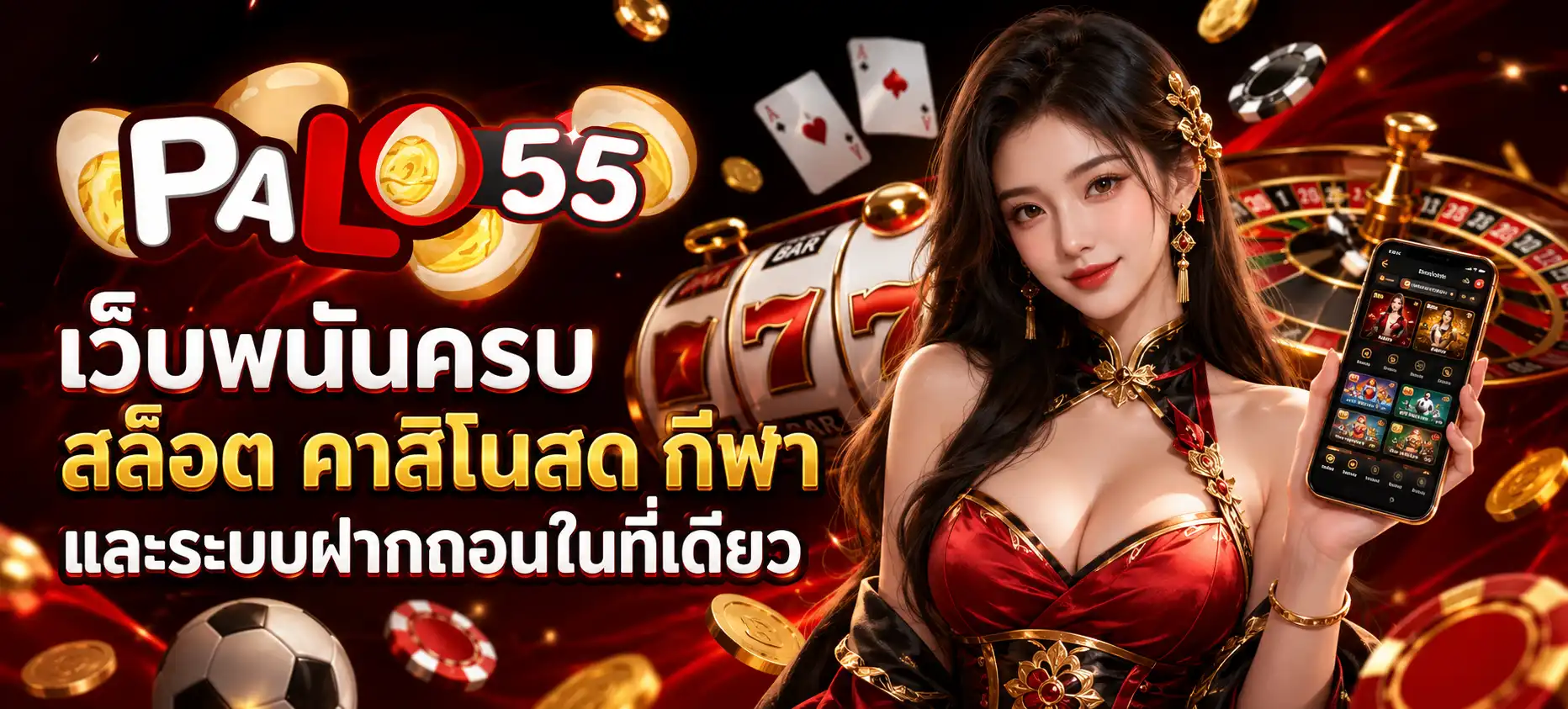 PALO55 เว็บพนันครบ สล็อต คาสิโนสด กีฬา และระบบฝากถอนในที่เดียว